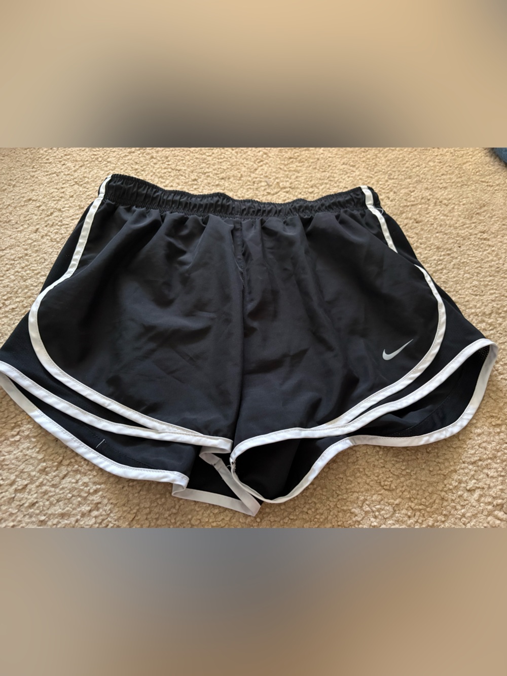 Nike Women's Black Athletic Shorts with White Piping